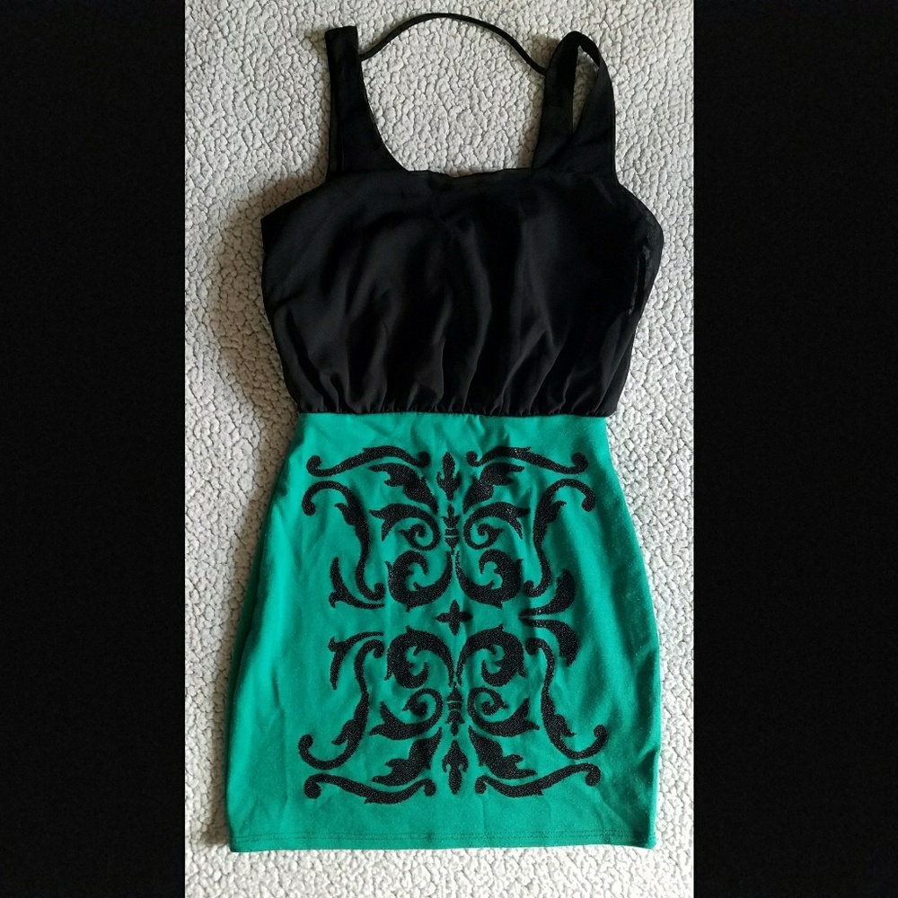 Wet Seal green and black dress